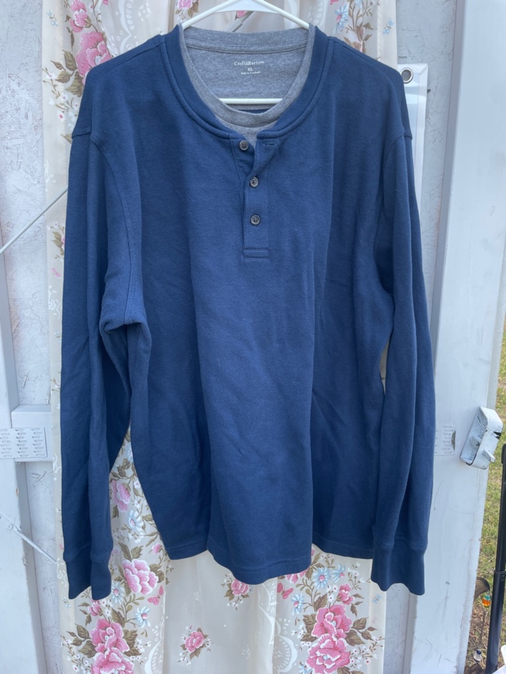 croft & barrow Navy Long-Sleeve Henley Shirt